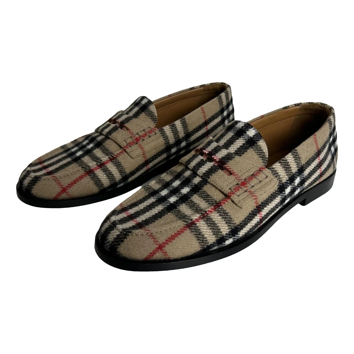 Pre-owned Burberry Tweed Flats In Multicolour