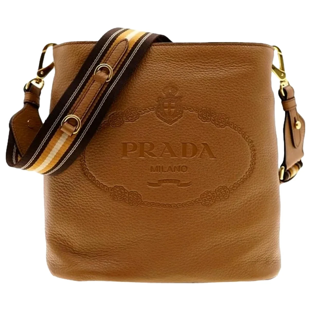 Pre-owned Prada Panier Leather Crossbody Bag In Brown