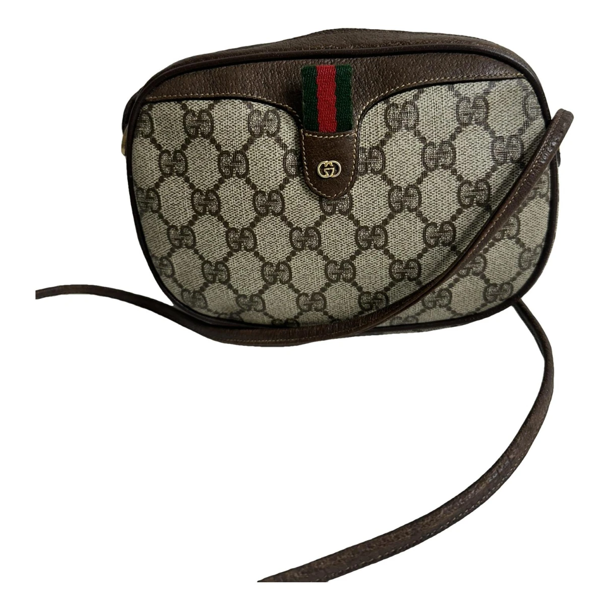 Pre-owned Gucci Vinyl Handbag In Brown