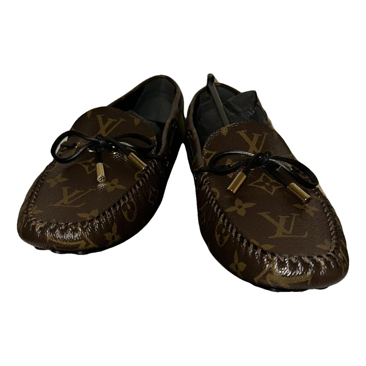 Pre-owned Louis Vuitton Gloria Leather Flats In Brown