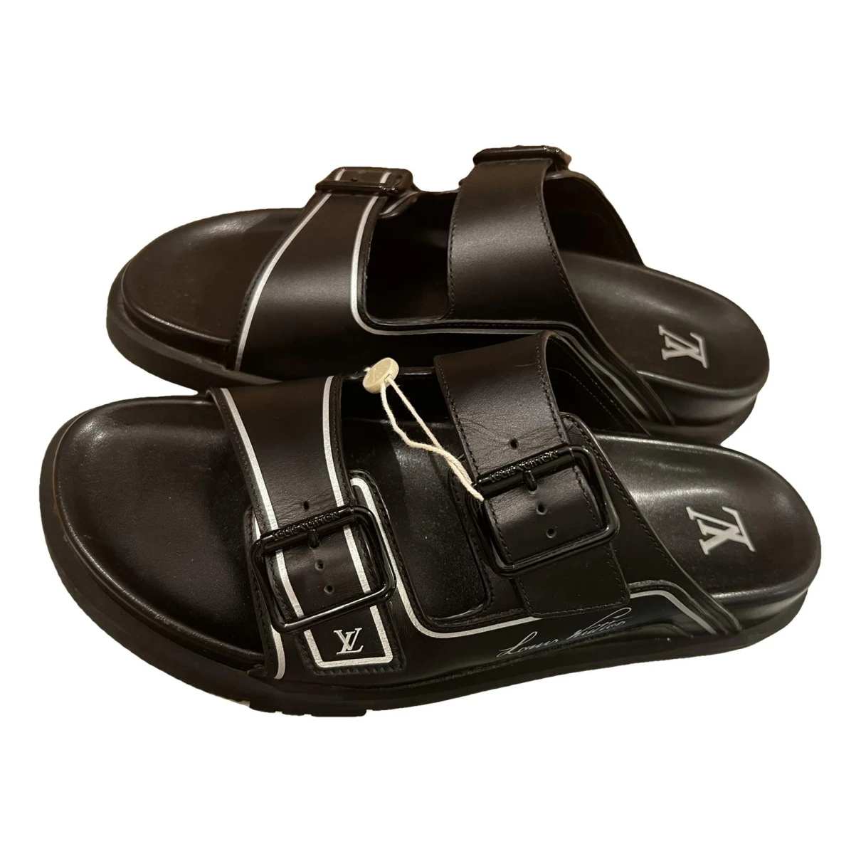 Pre-owned Louis Vuitton Leather Sandals In Black