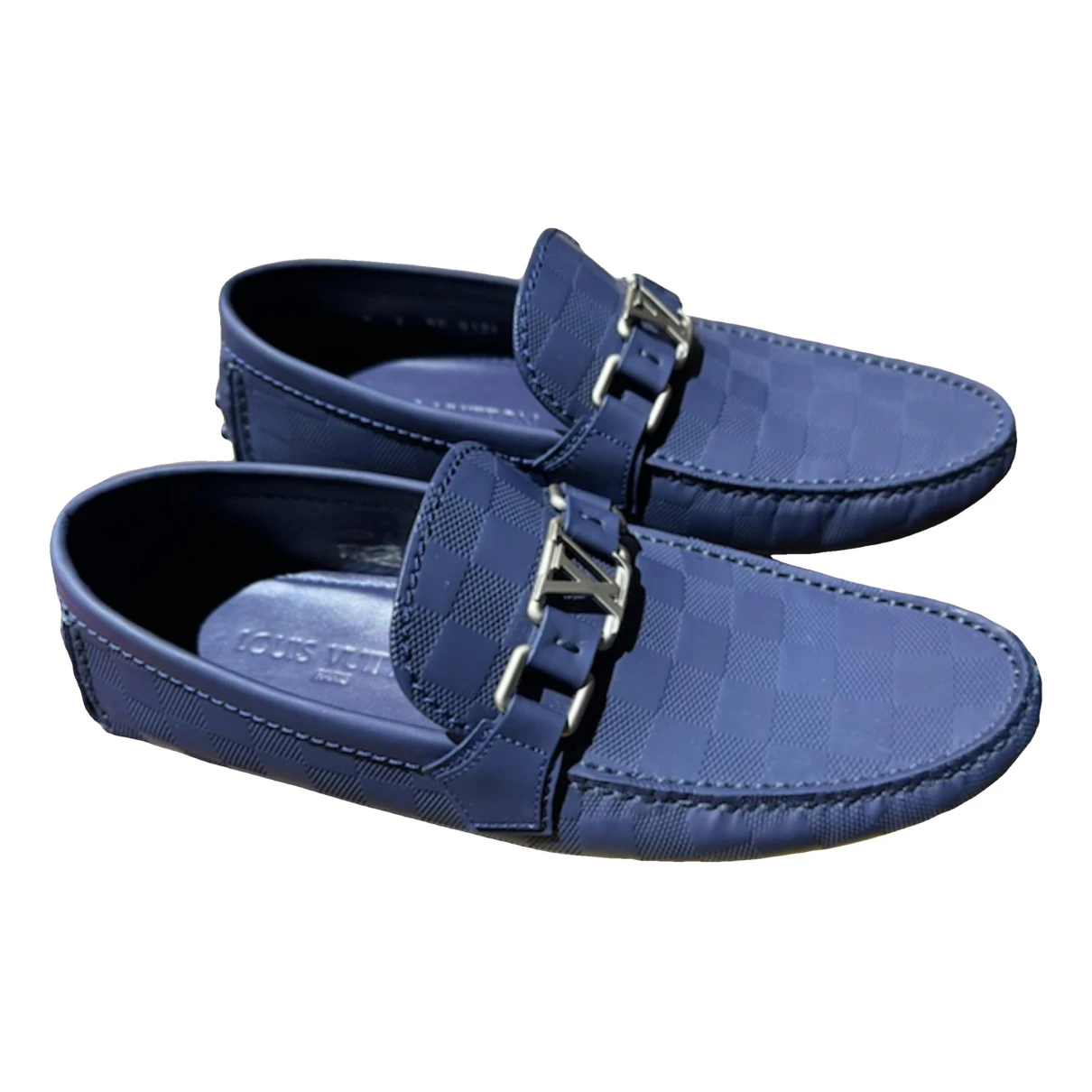Pre-owned Louis Vuitton Leather Espadrilles In Navy