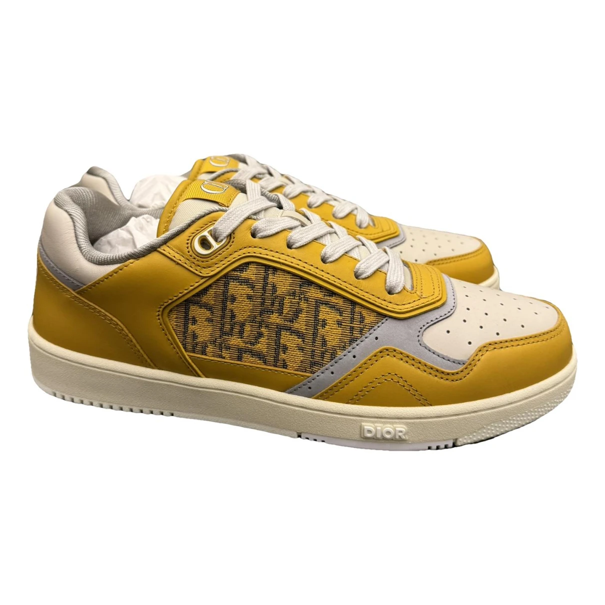 Pre-owned Dior Leather Low Trainers In Yellow