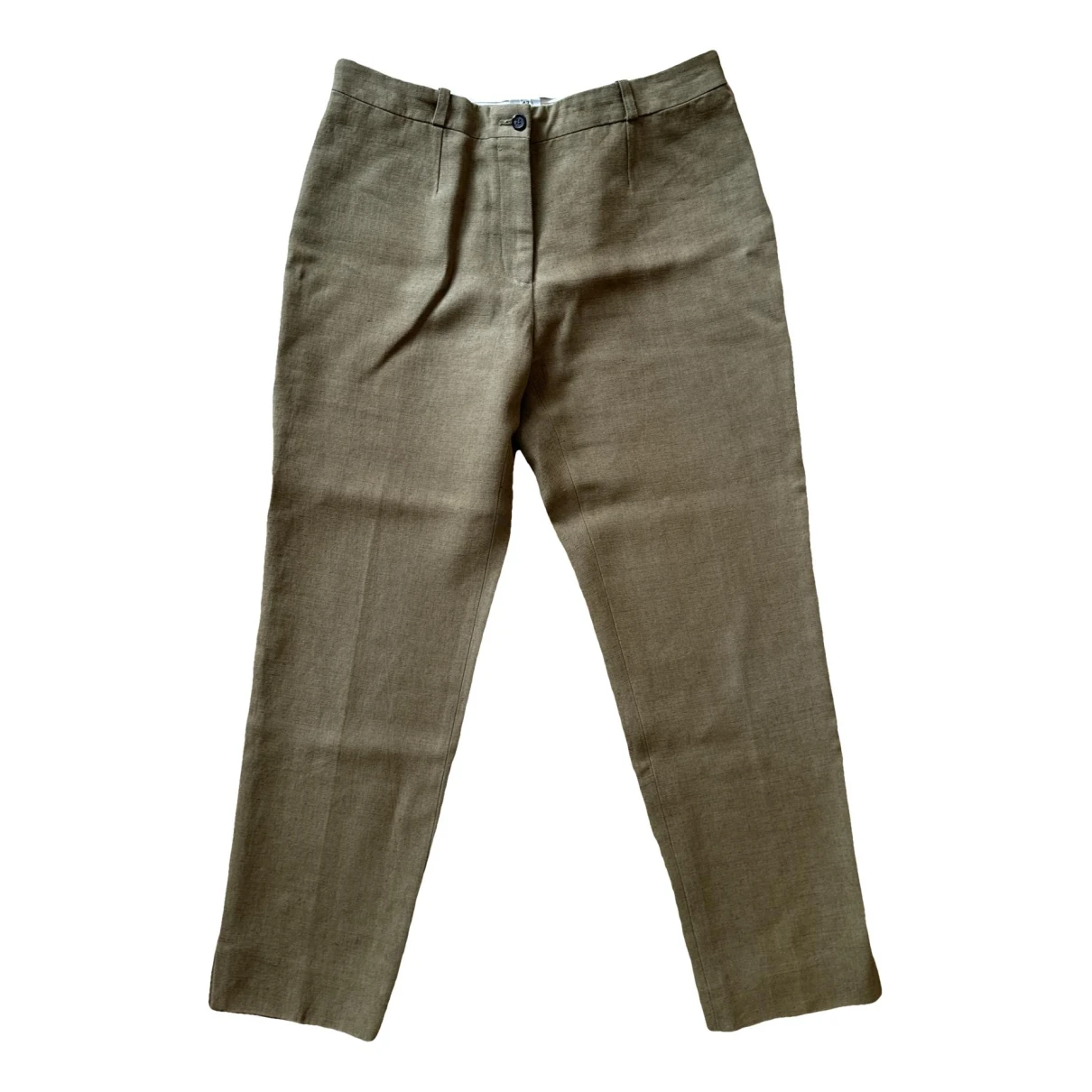 Pre-owned Celine Linen Straight Pants In Khaki