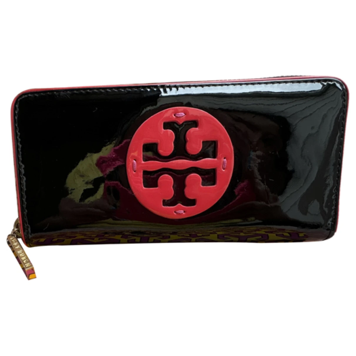 Pre-owned Tory Burch Patent Leather Wallet In Black