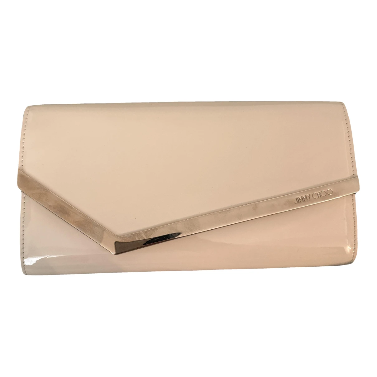Pre-owned Jimmy Choo Patent Leather Clutch Bag In White
