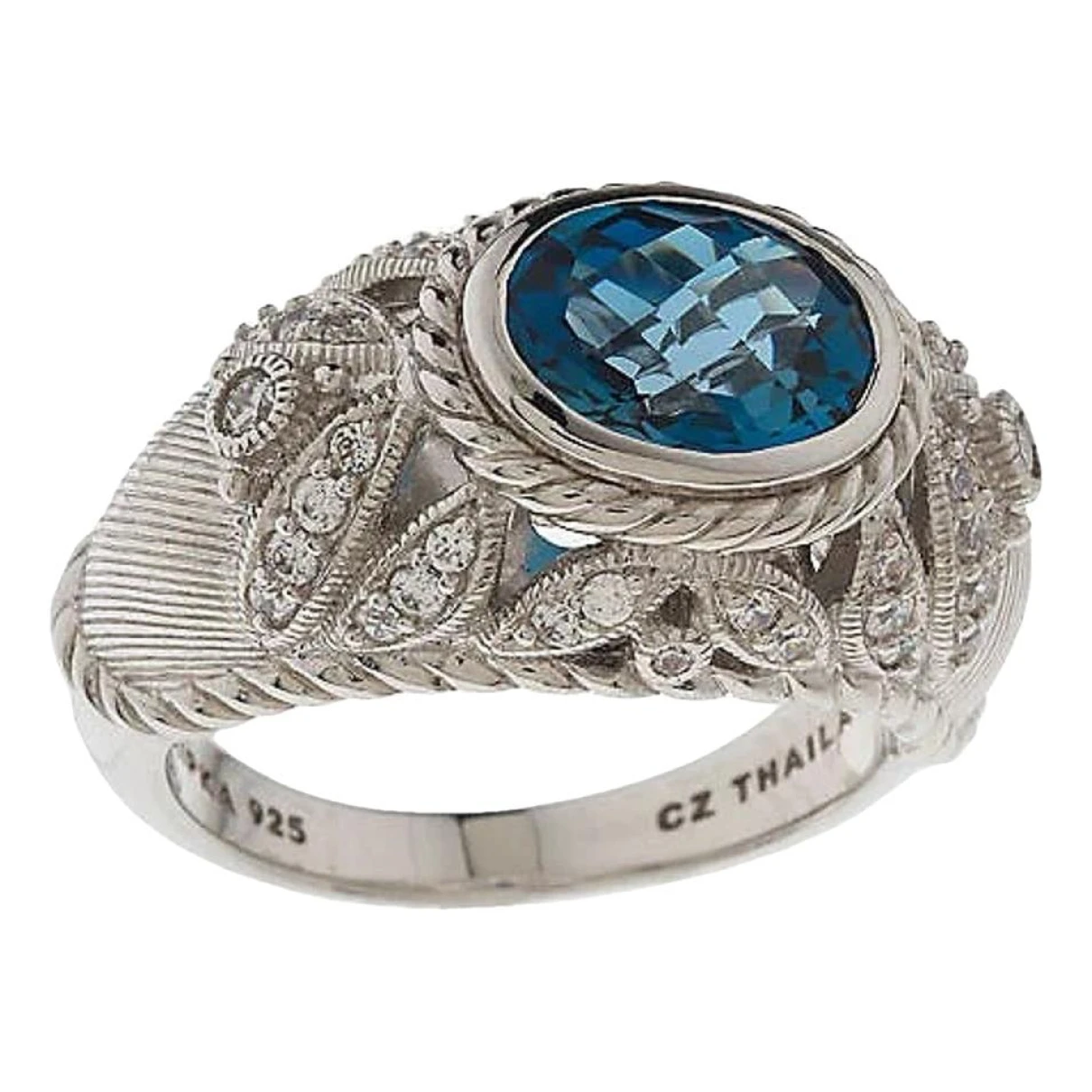 Pre-owned Judith Ripka Silver Ring In Blue