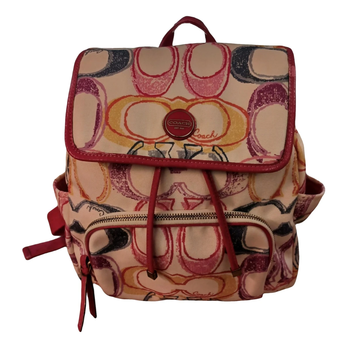Pre-owned Coach Cloth Backpack In Multicolour