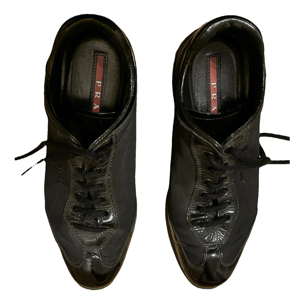 Pre-owned Prada Cloth Trainers In Black