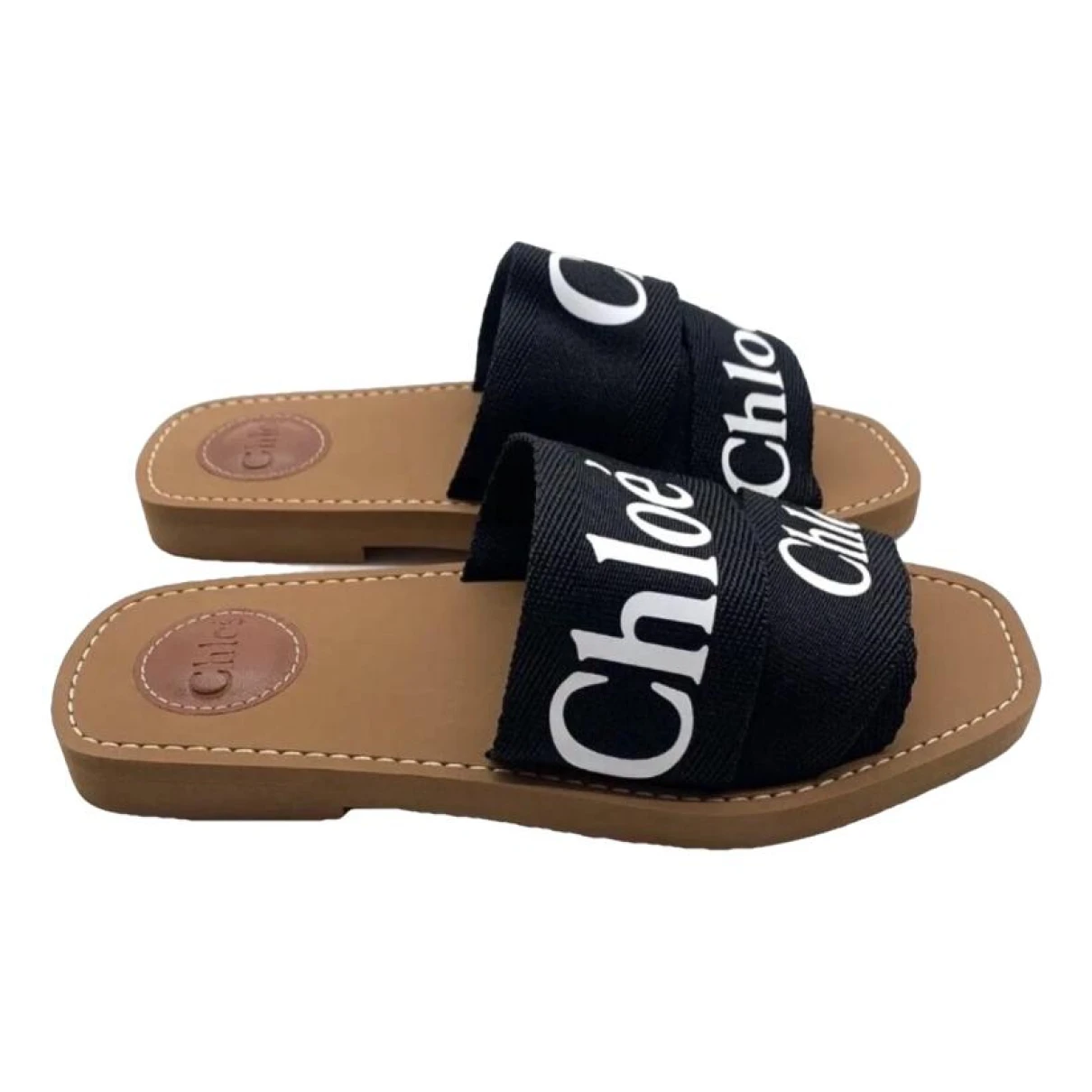 Pre-owned Chloé Woody Cloth Sandal In Black