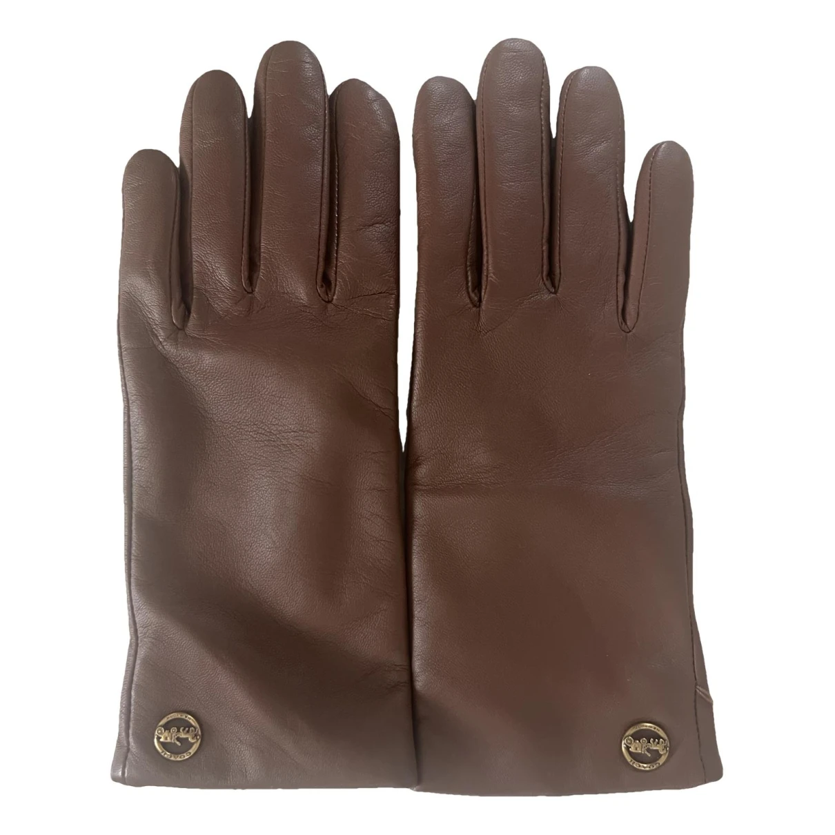 Pre-owned Coach Leather Gloves In Brown