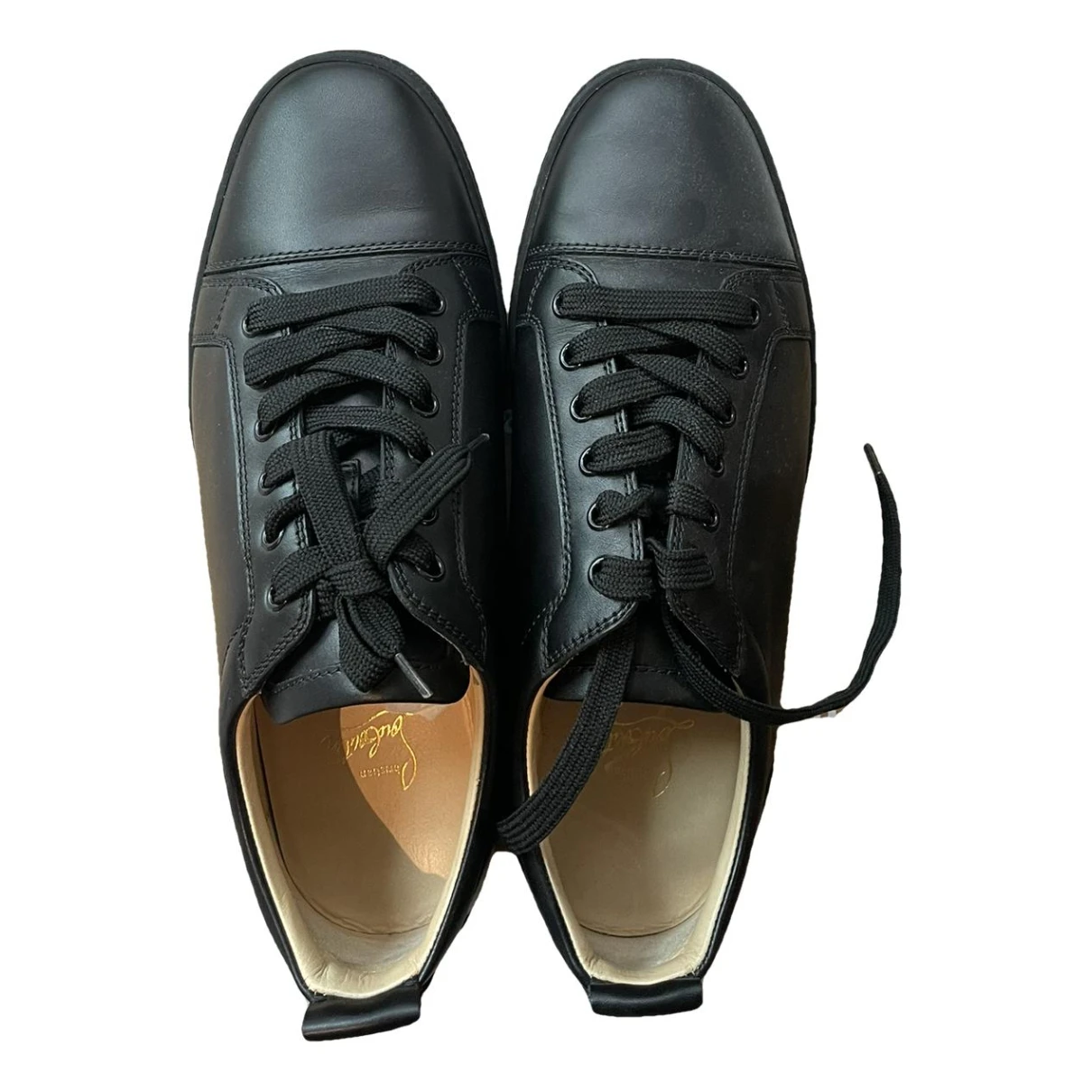 Pre-owned Christian Louboutin Leather Low Trainers In Black