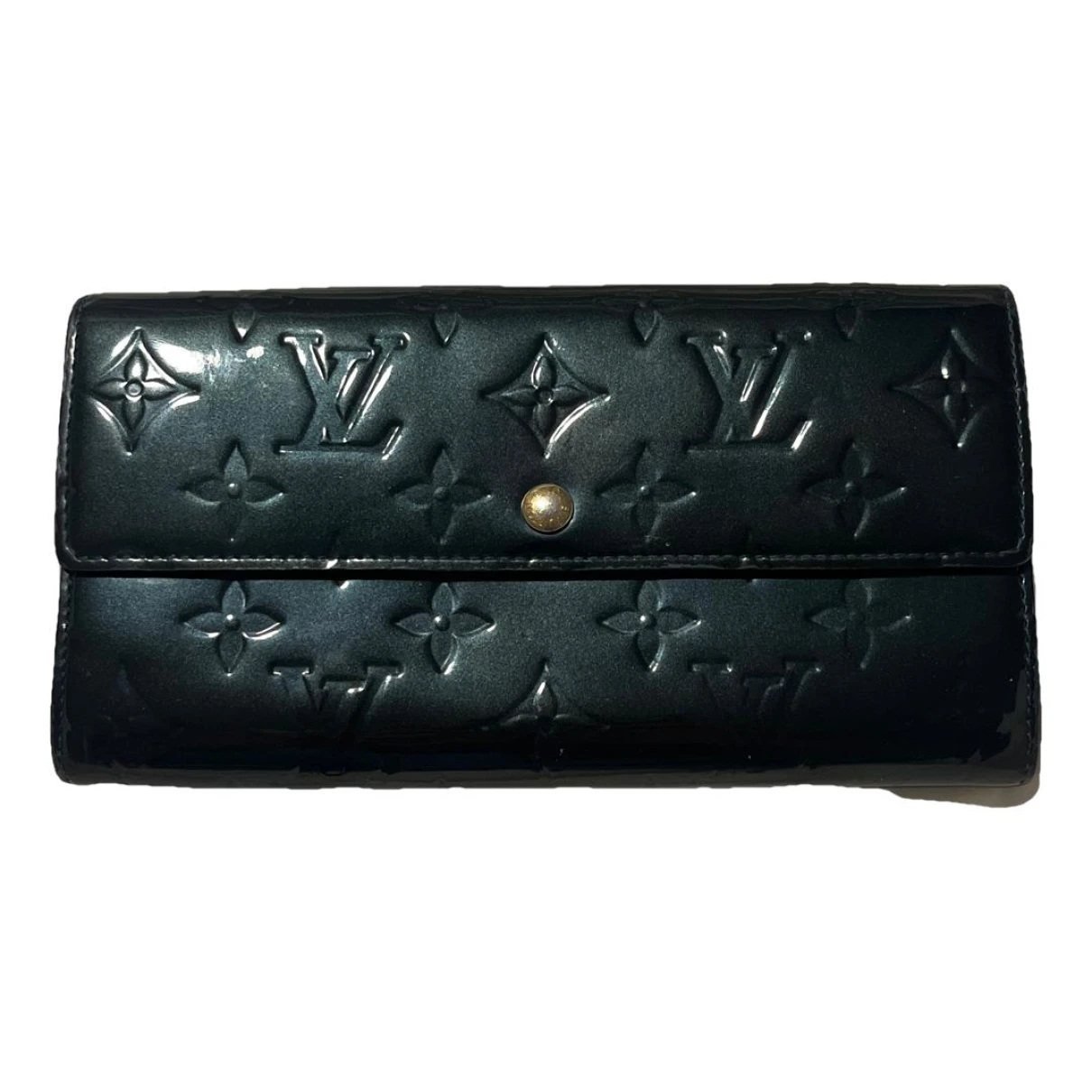 Pre-owned Louis Vuitton Rossmore Patent Leather Clutch Bag In Green
