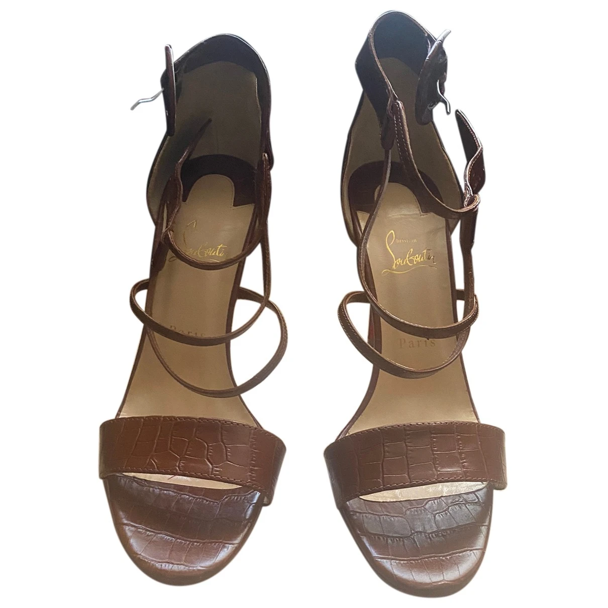 Pre-owned Christian Louboutin Leather Sandal In Brown