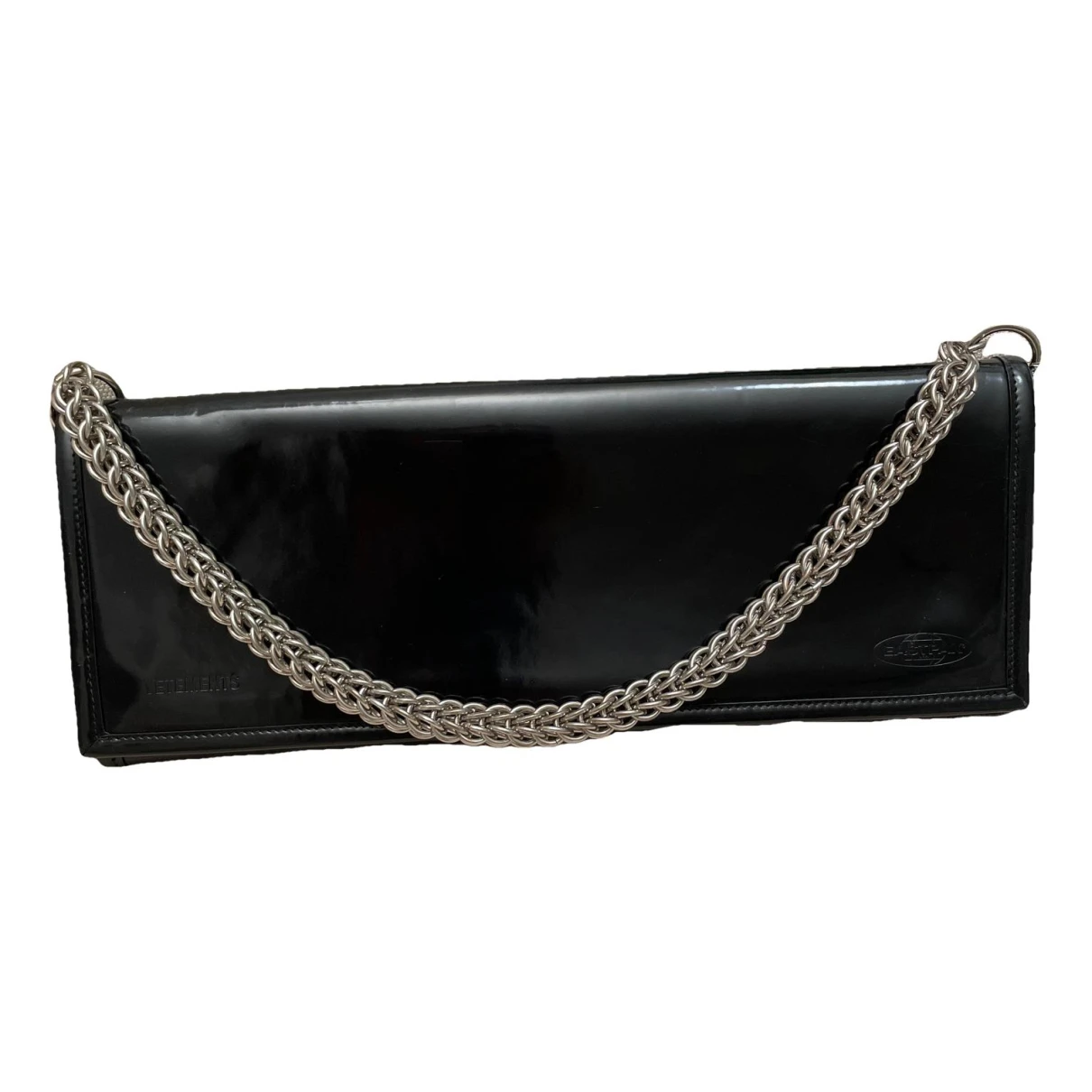 Pre-owned Vetements Patent Leather Clutch Bag In Black