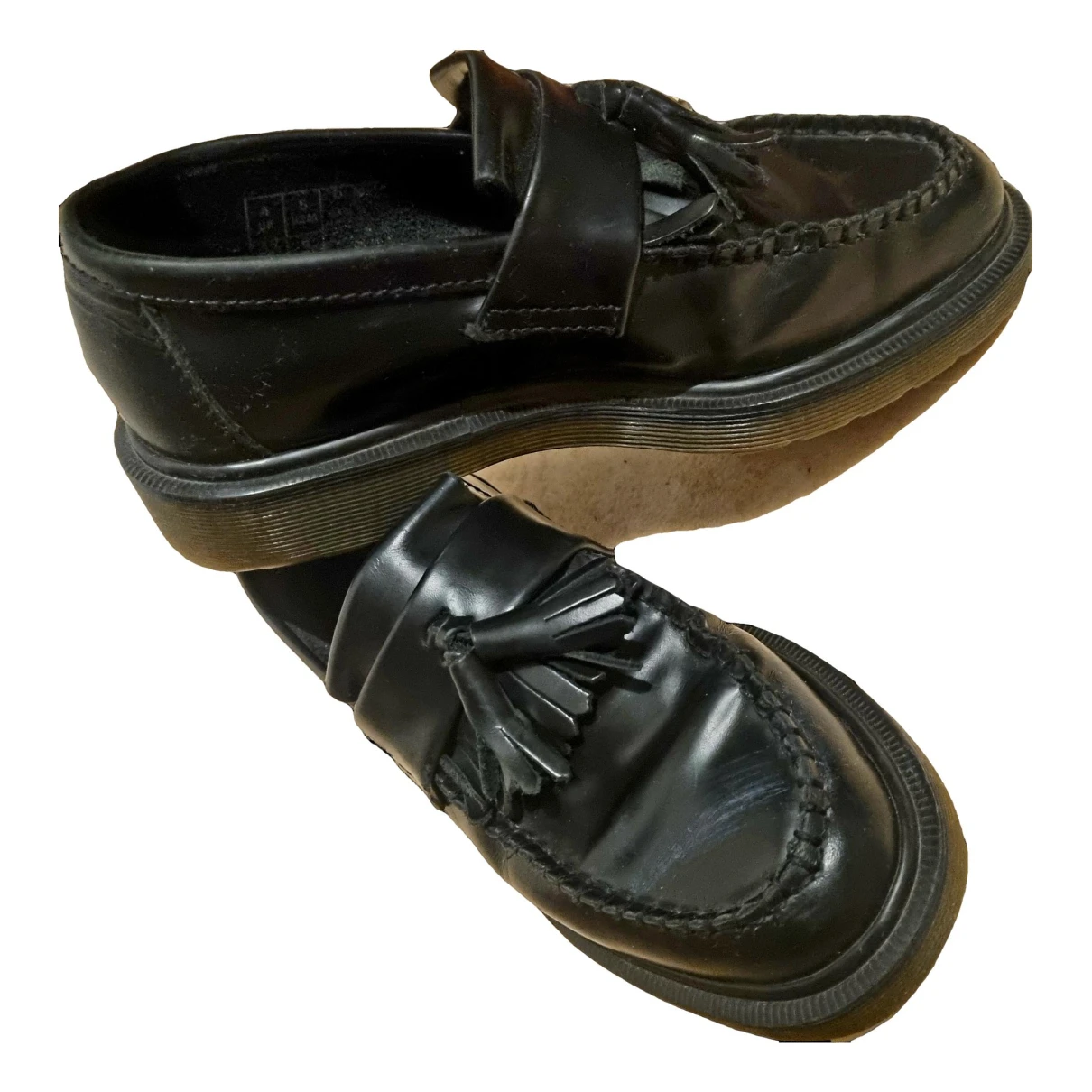 Pre-owned Dr. Martens' Leather Flats In Black