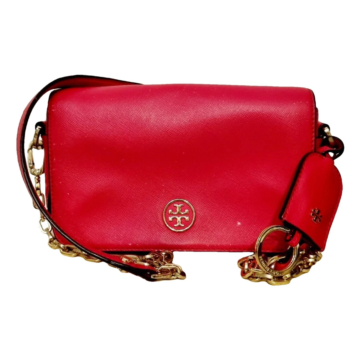 Pre-owned Tory Burch Vegan Leather Crossbody Bag In Red