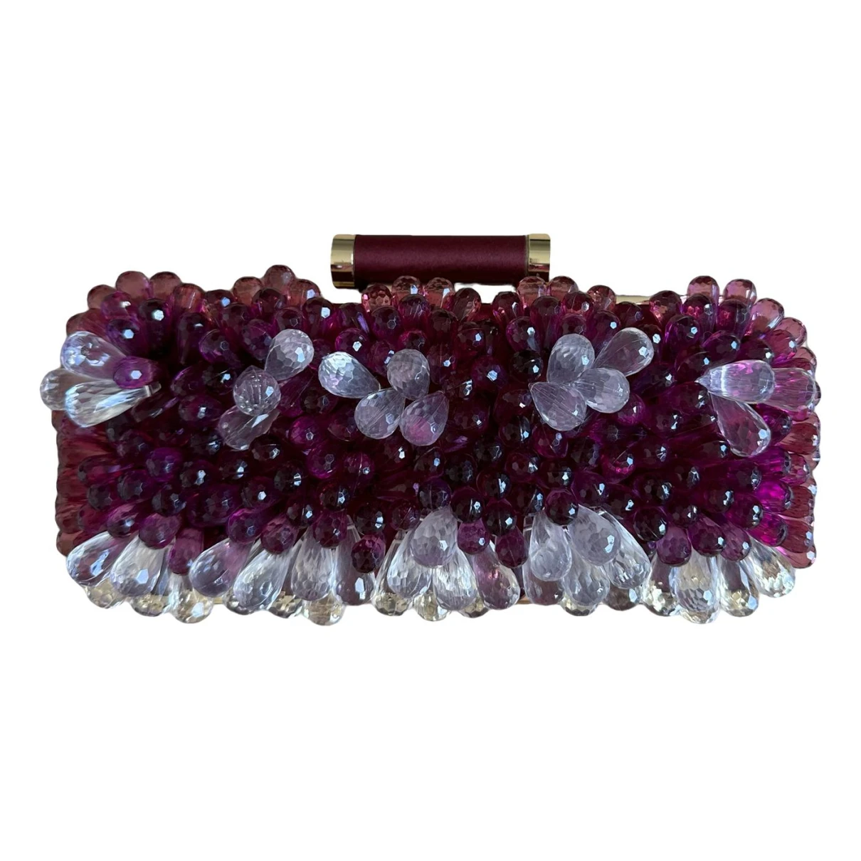 Pre-owned Pinko Linen Clutch Bag In Burgundy