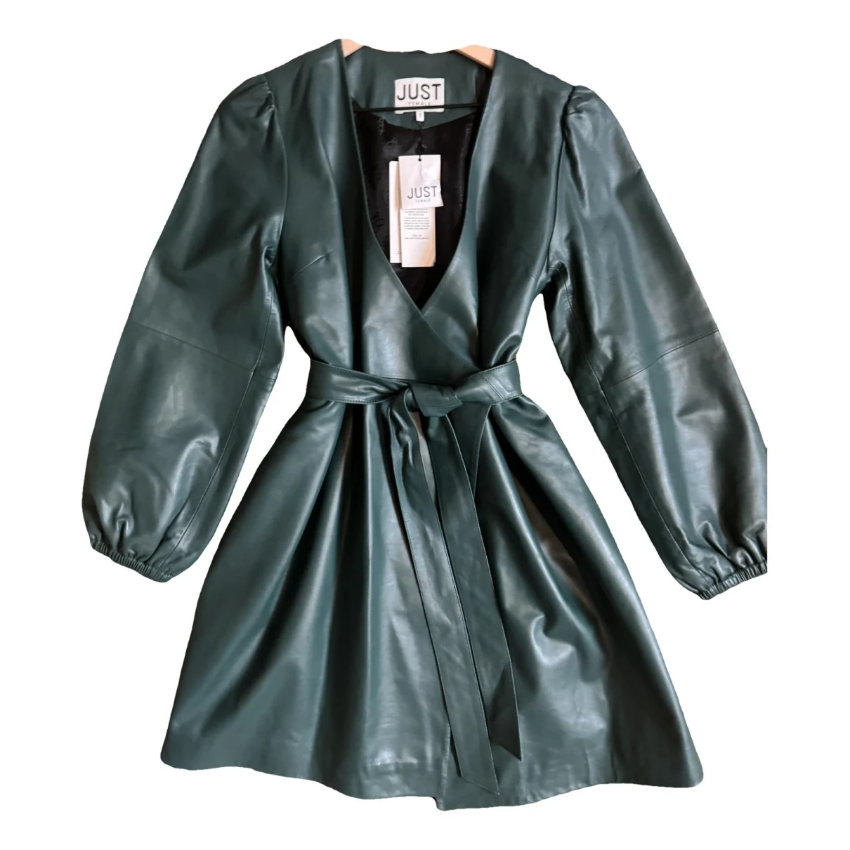 Pre-owned Just Female Leather Dress In Green