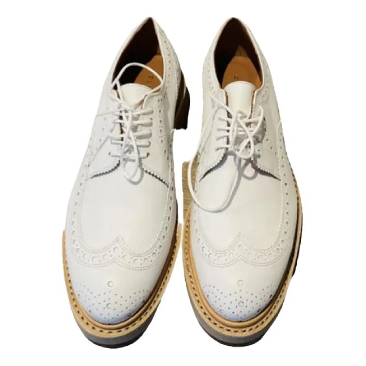 Pre-owned Robert Clergerie Leather Flats In White