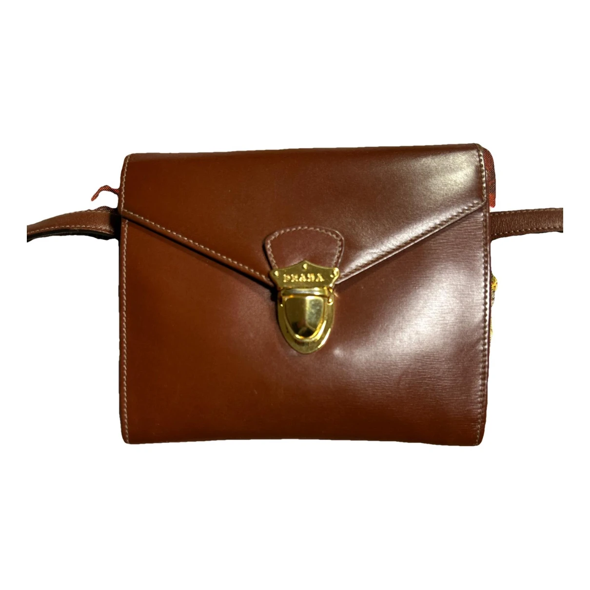 Pre-owned Prada Leather Clutch Bag In Brown