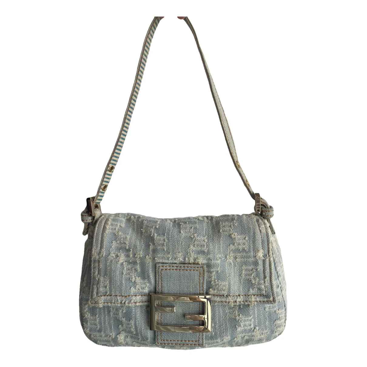 Pre-owned Fendi Mamma Baguette Handbag In Blue