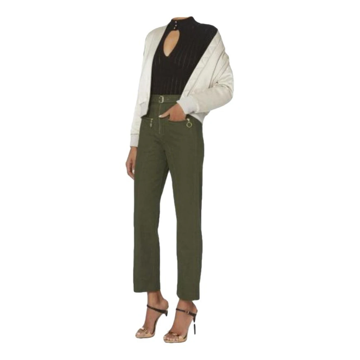 Pre-owned Self-portrait Straight Pants In Green
