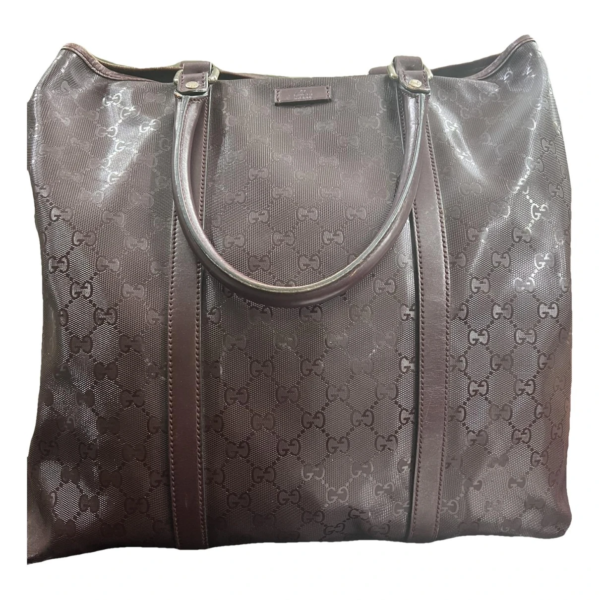 Pre-owned Gucci Joy Patent Leather Tote In Brown