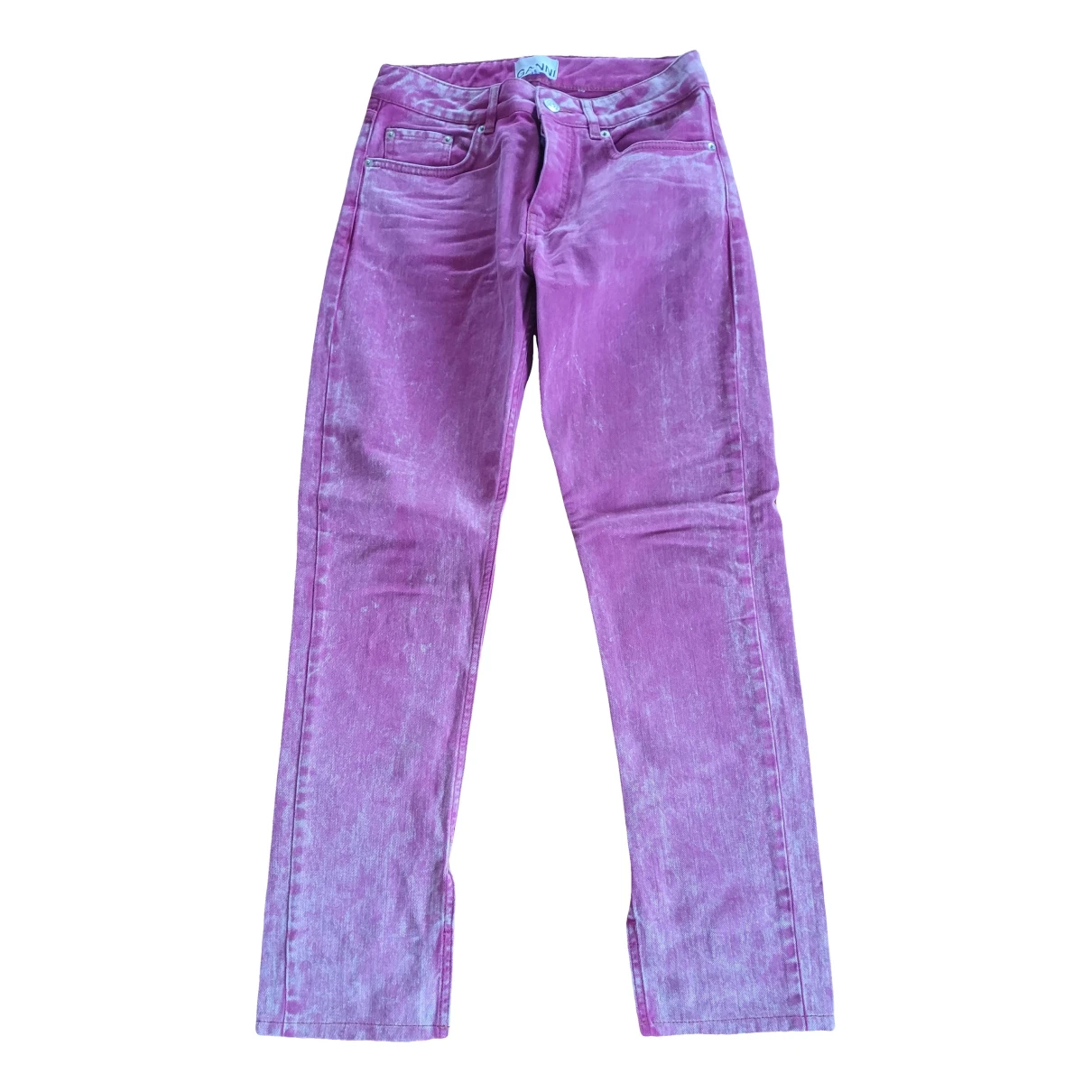 Pre-owned Ganni Straight Jeans In Pink