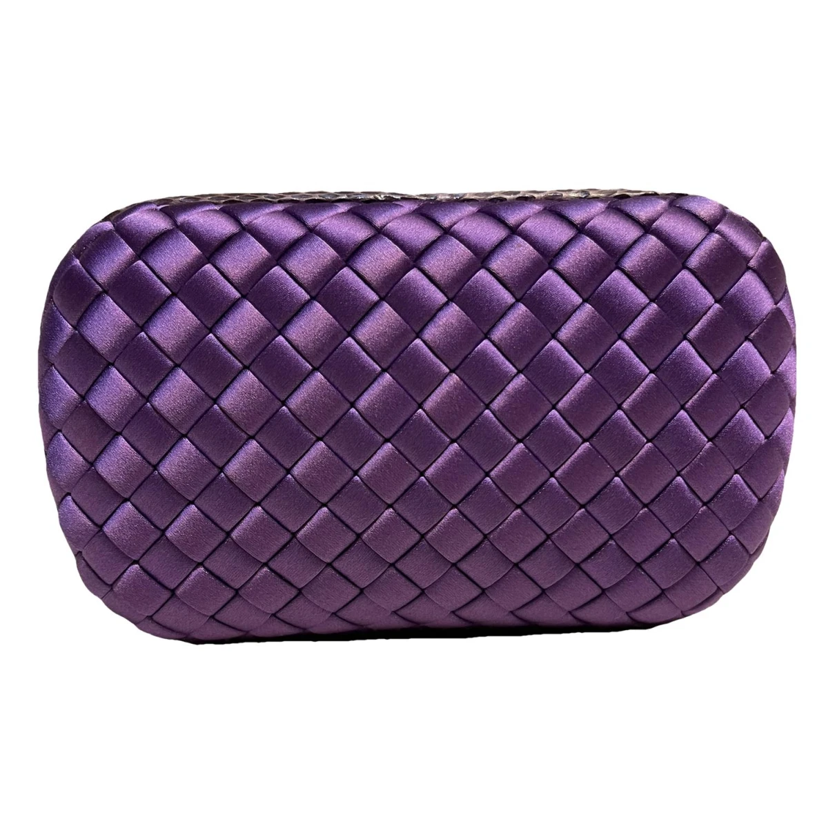Pre-owned Bottega Veneta Pochette Knot Silk Clutch Bag In Purple