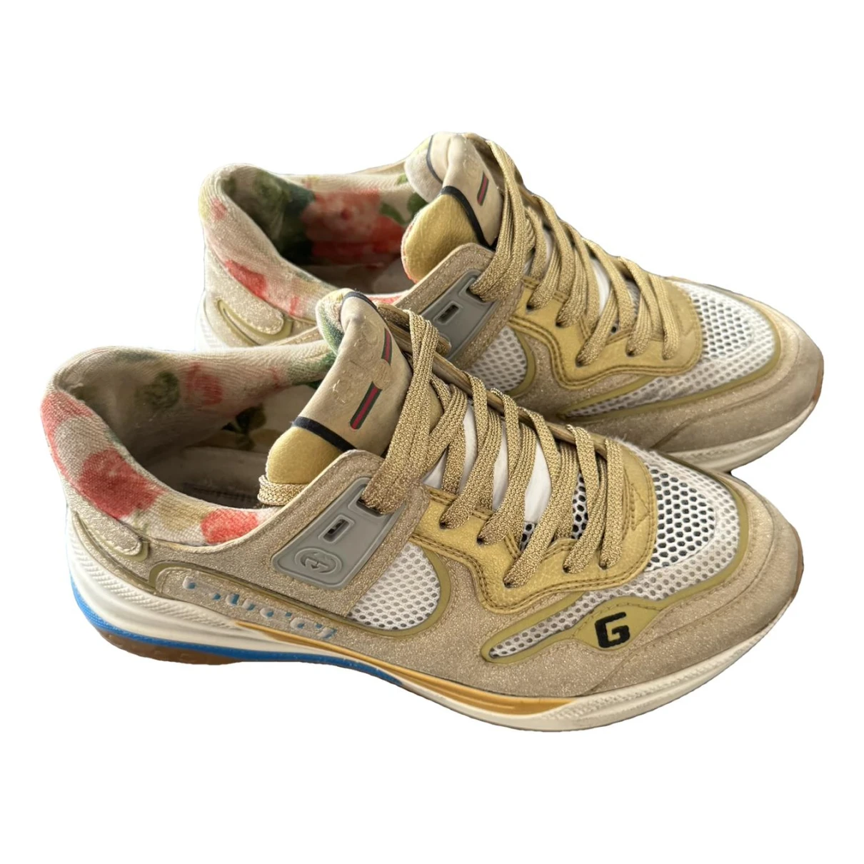 Pre-owned Gucci Ultrapace Velvet Trainers In Beige