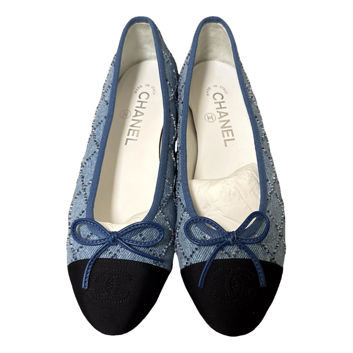 Pre-owned Chanel Cambon Cloth Ballet Flats In Blue
