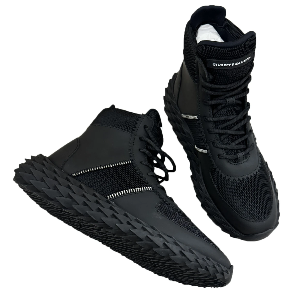 Pre-owned Giuseppe Zanotti Urchin Leather High Trainers In Black