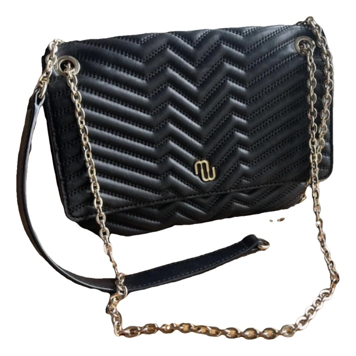Pre-owned Maje Leather Crossbody Bag In Black