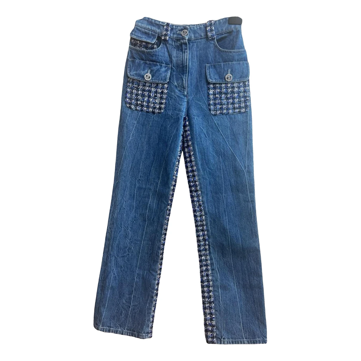 Pre-owned Chanel Straight Jeans In Blue