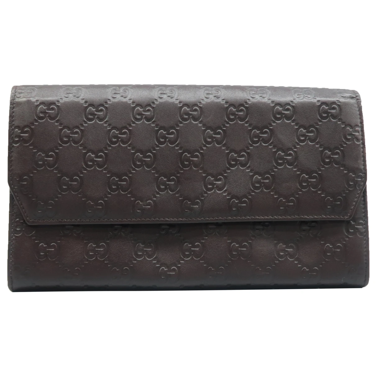 Pre-owned Gucci Leather Clutch Bag In Brown