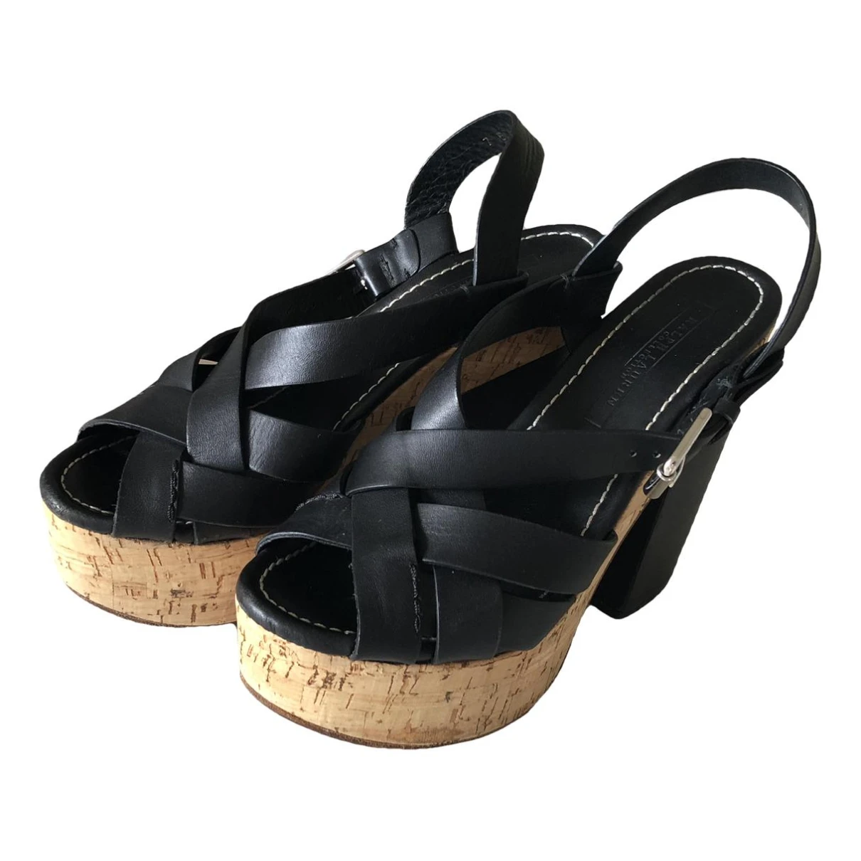 Pre-owned Ralph Lauren Leather Sandals In Black
