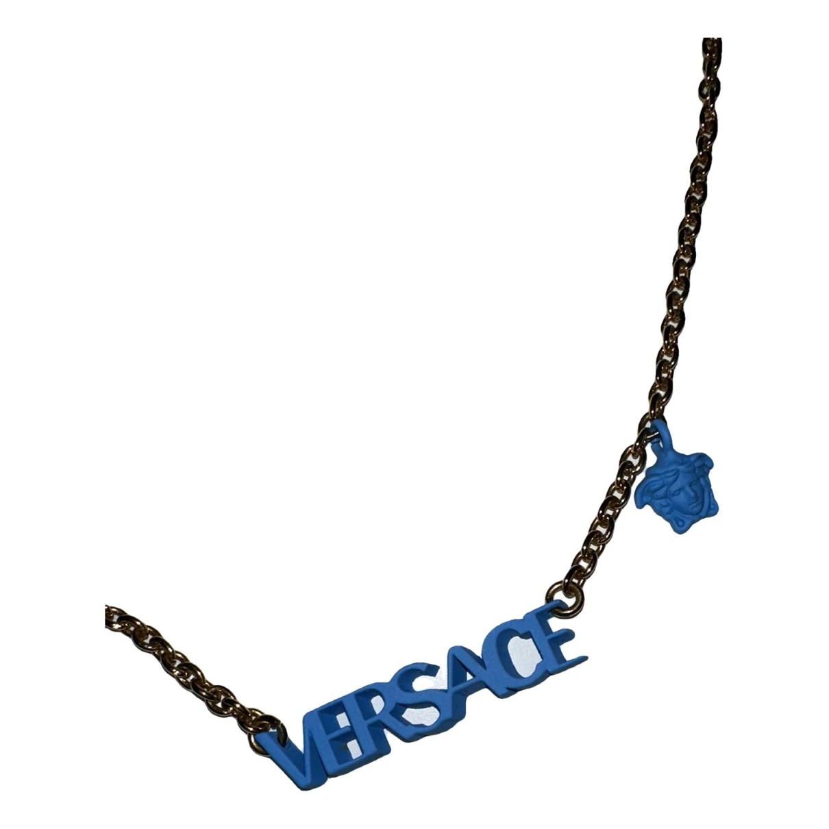 Pre-owned Versace Medusa Necklace In Blue