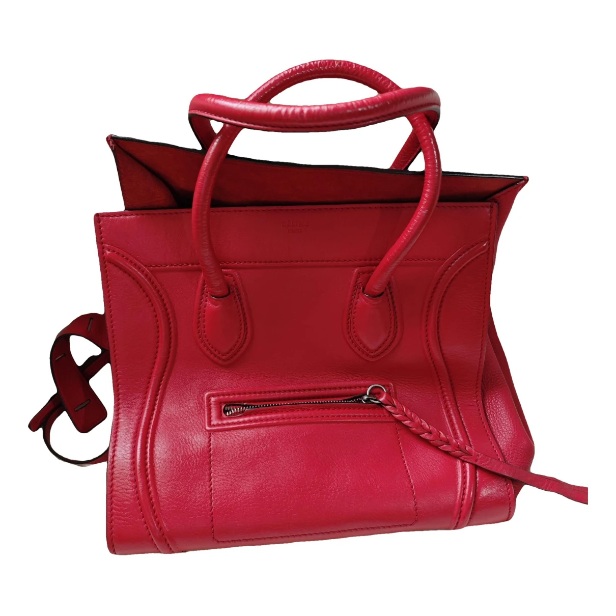 Pre-owned Celine Luggage Phantom Leather Handbag In Red