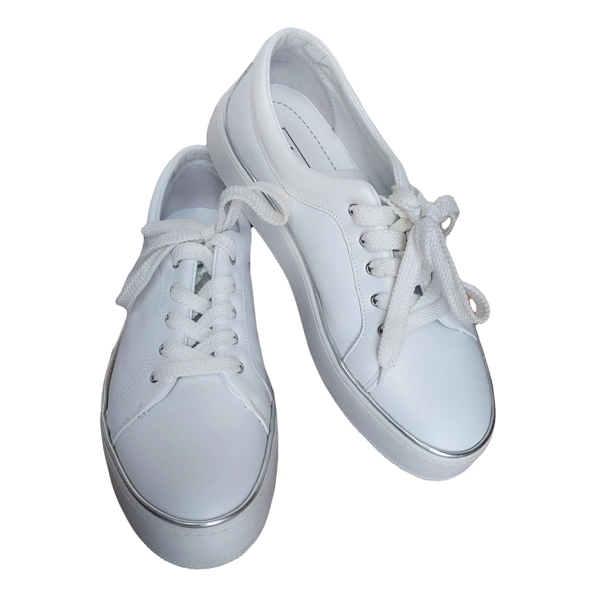 Pre-owned Max Mara Leather Trainers In White