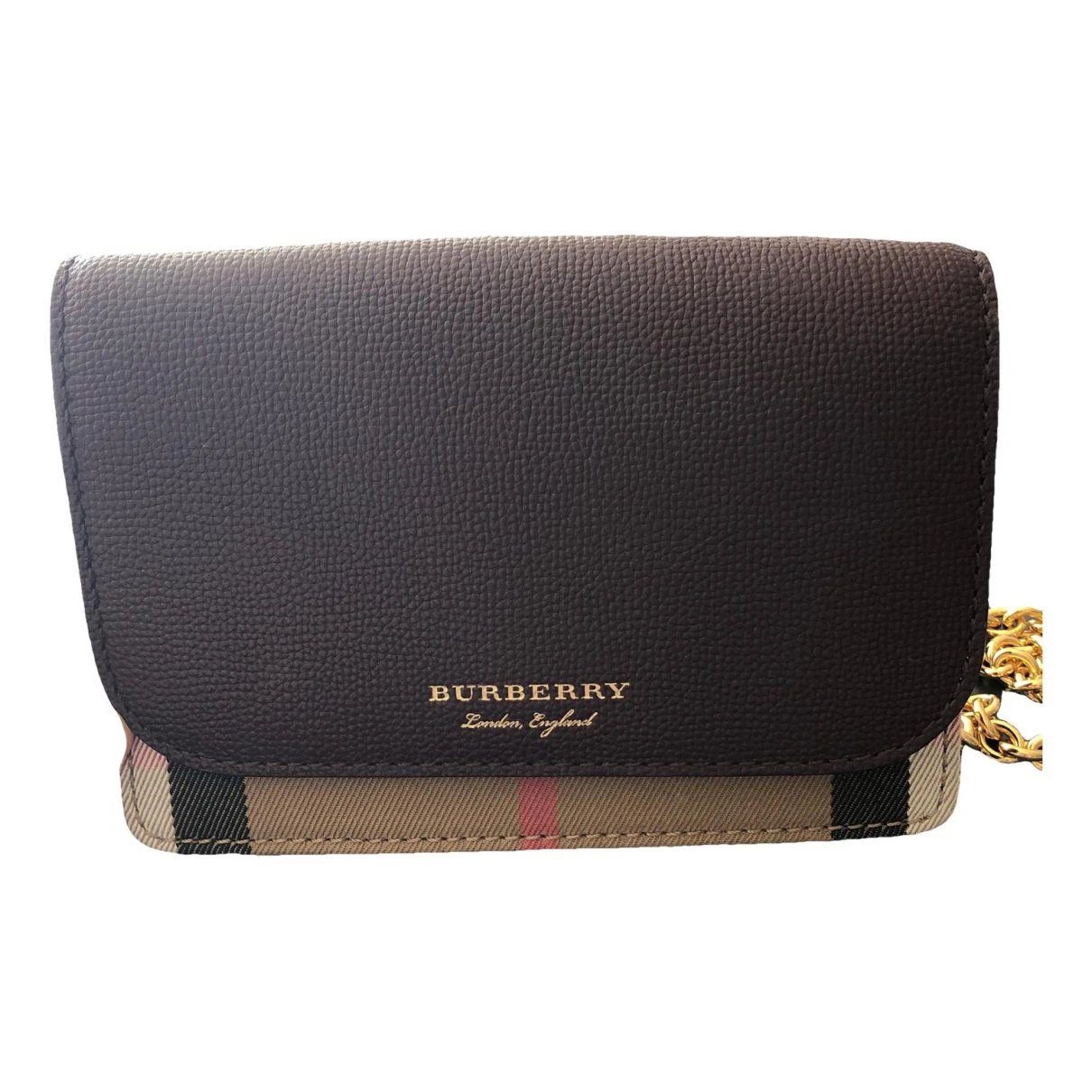 Pre-owned Burberry Leather Clutch Bag In Burgundy