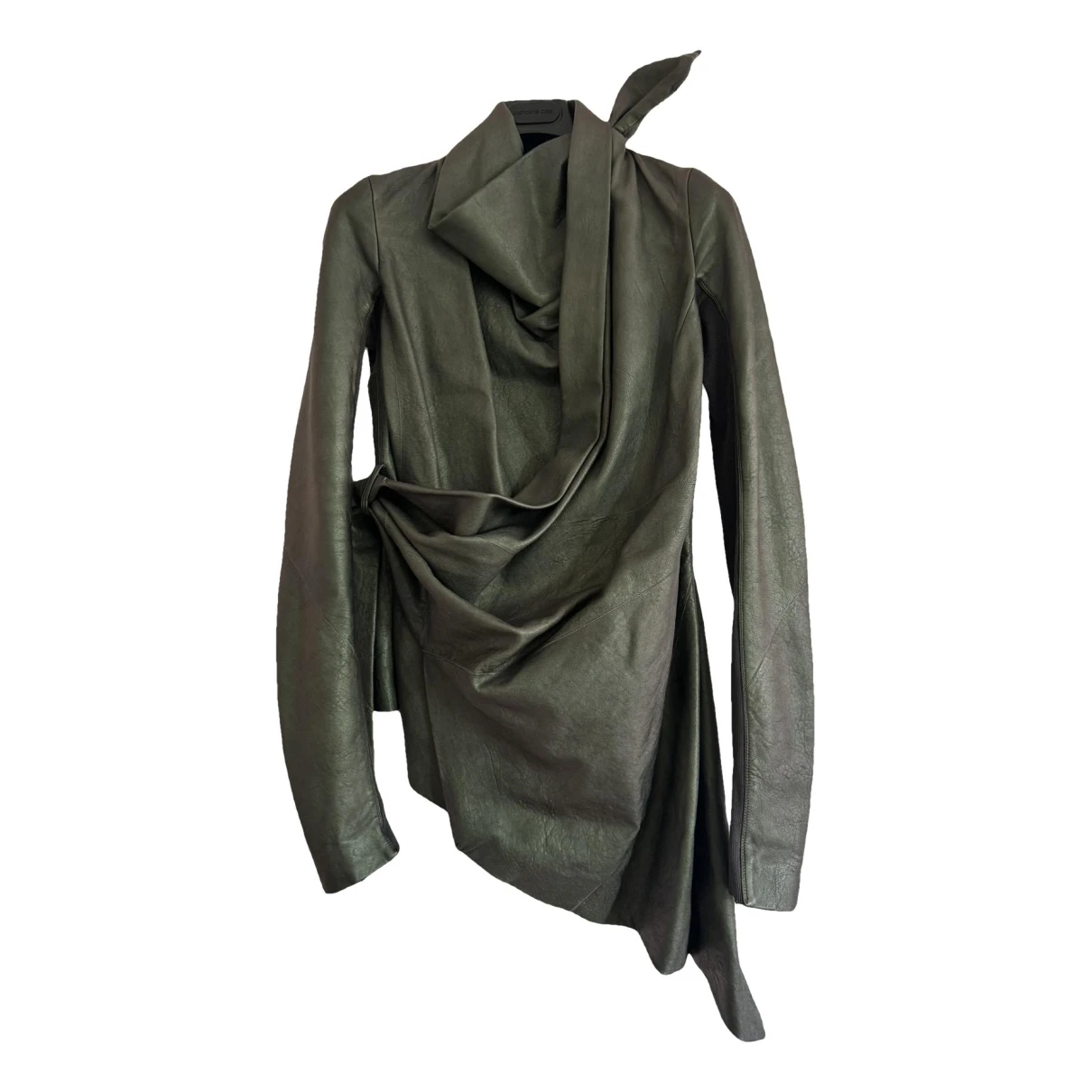 Pre-owned Rick Owens Leather Jacket In Green