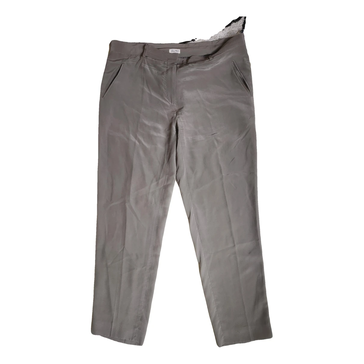 Pre-owned Celine Silk Straight Pants In Grey