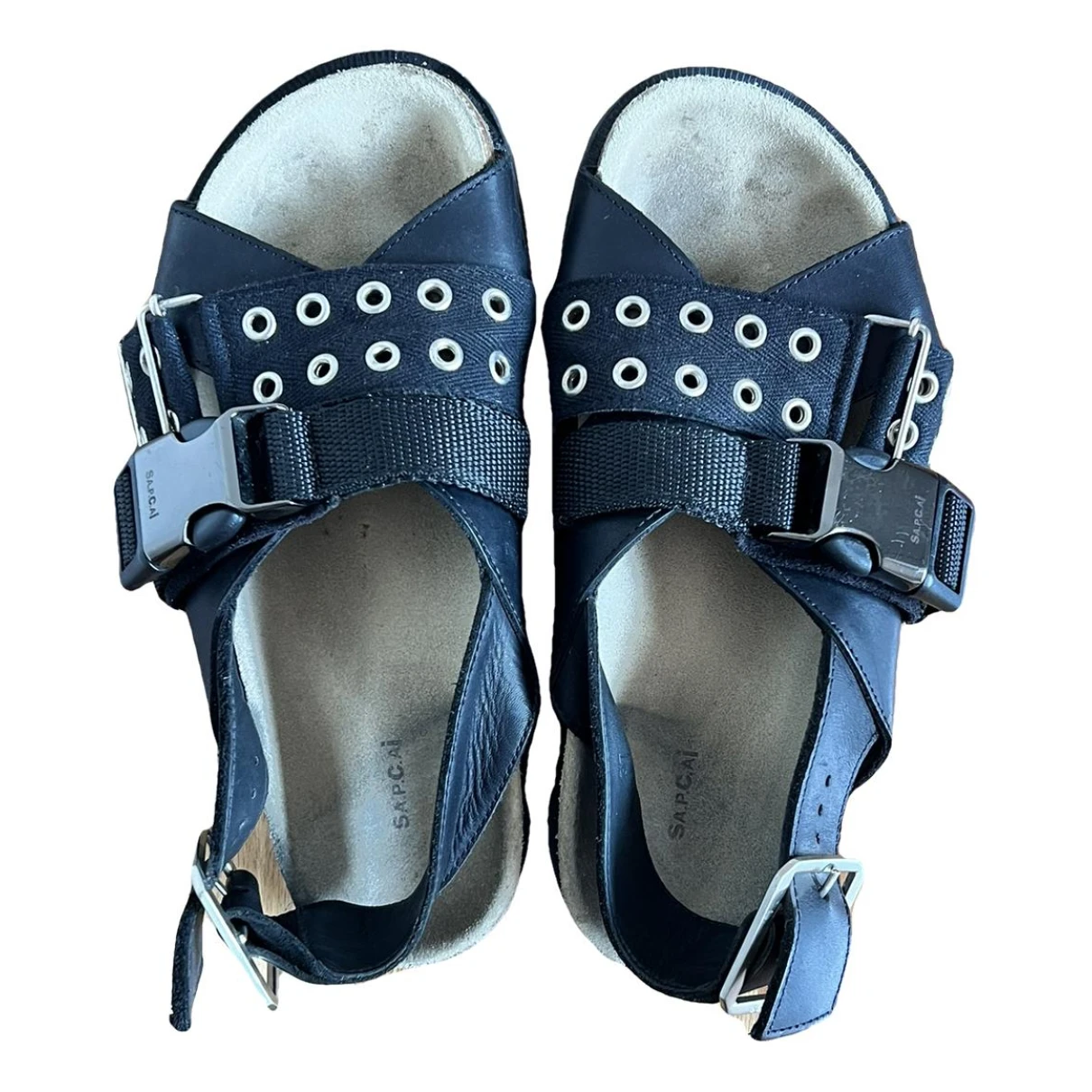 Pre-owned Sacai Leather Sandal In Black