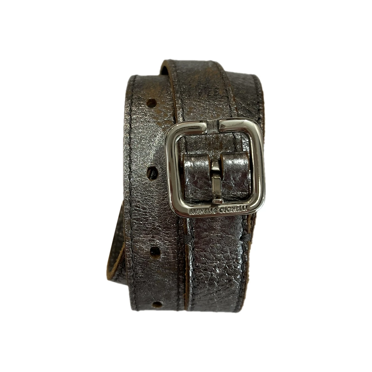 Pre-owned Brunello Cucinelli Leather Belt In Silver