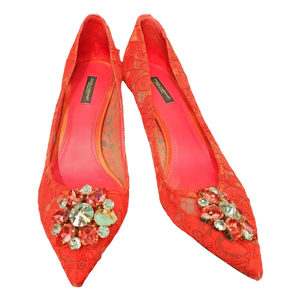 Pre-owned Dolce & Gabbana Taormina Leather Heels In Red