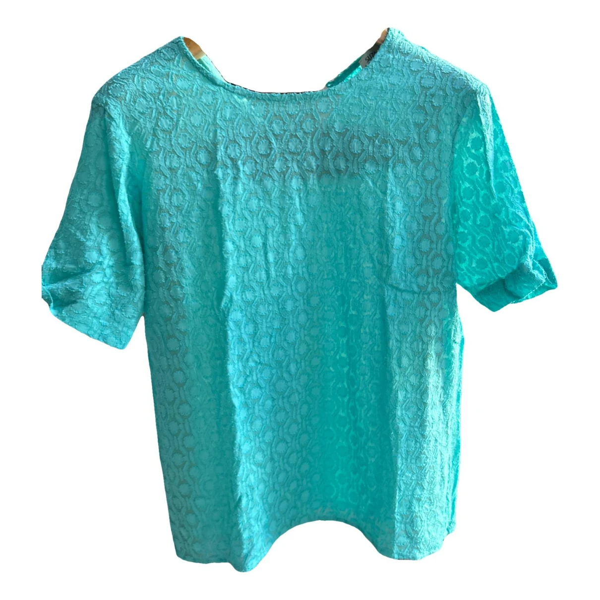 Pre-owned Suzie Winkle Silk Blouse In Turquoise