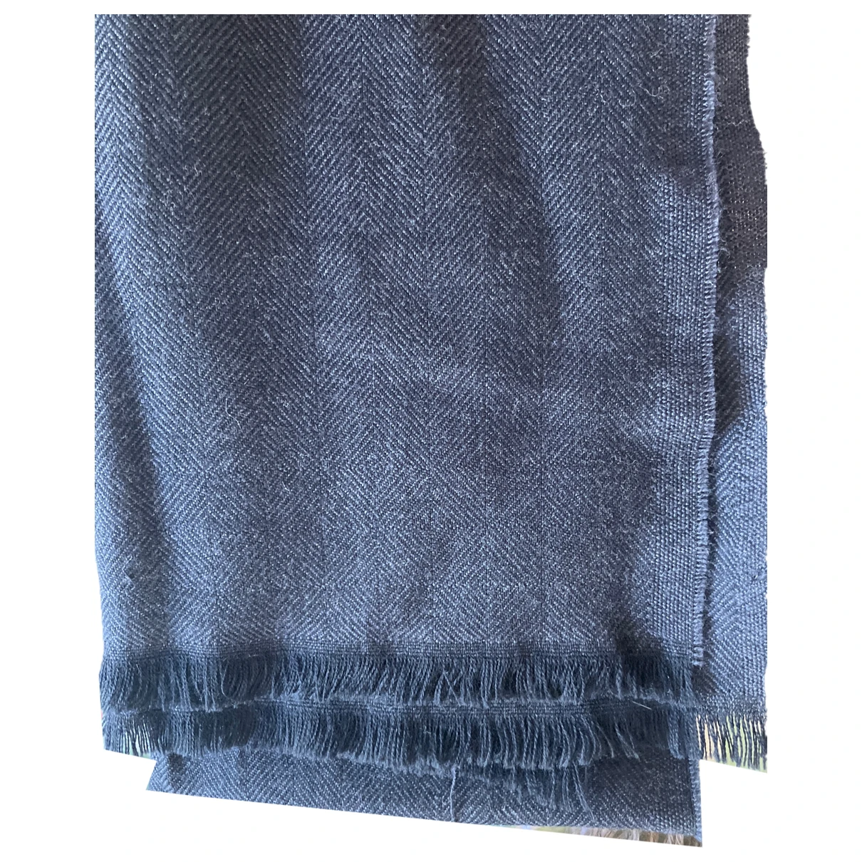 Pre-owned Borbonese Wool Scarf & Pocket Square In Grey