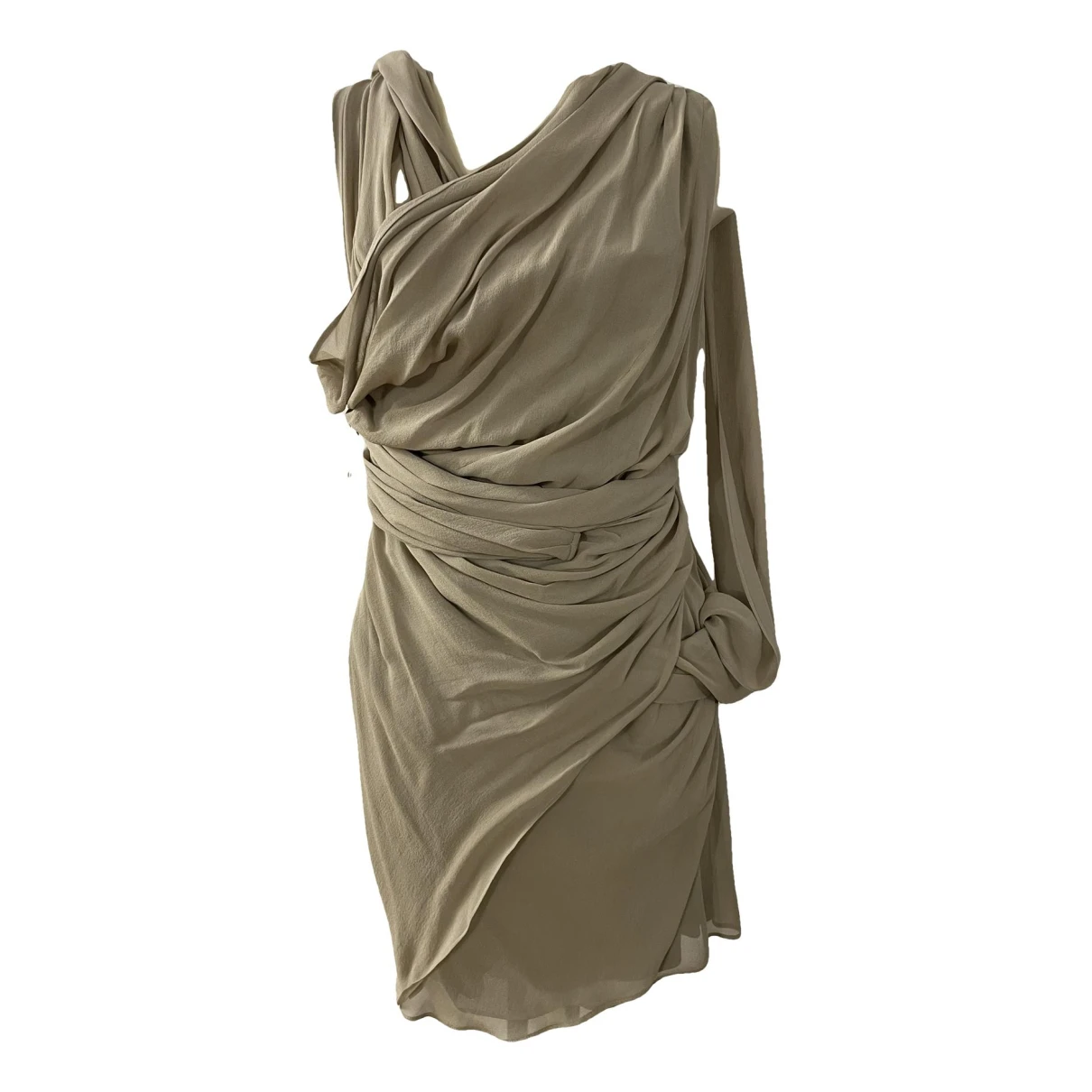 Pre-owned Les Hommes Silk Mini Dress In Beige