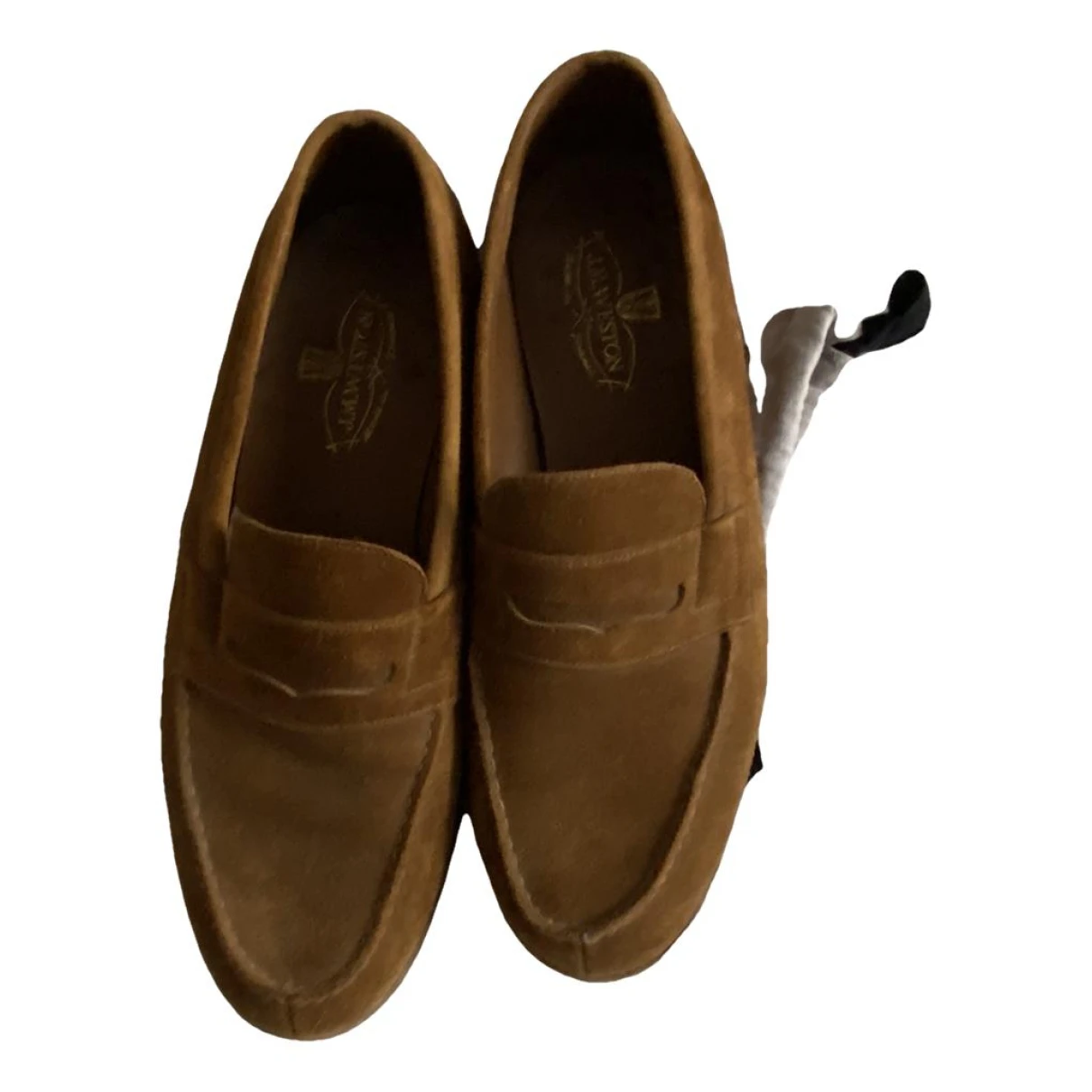 Pre-owned Jm Weston Leather Flats In Brown